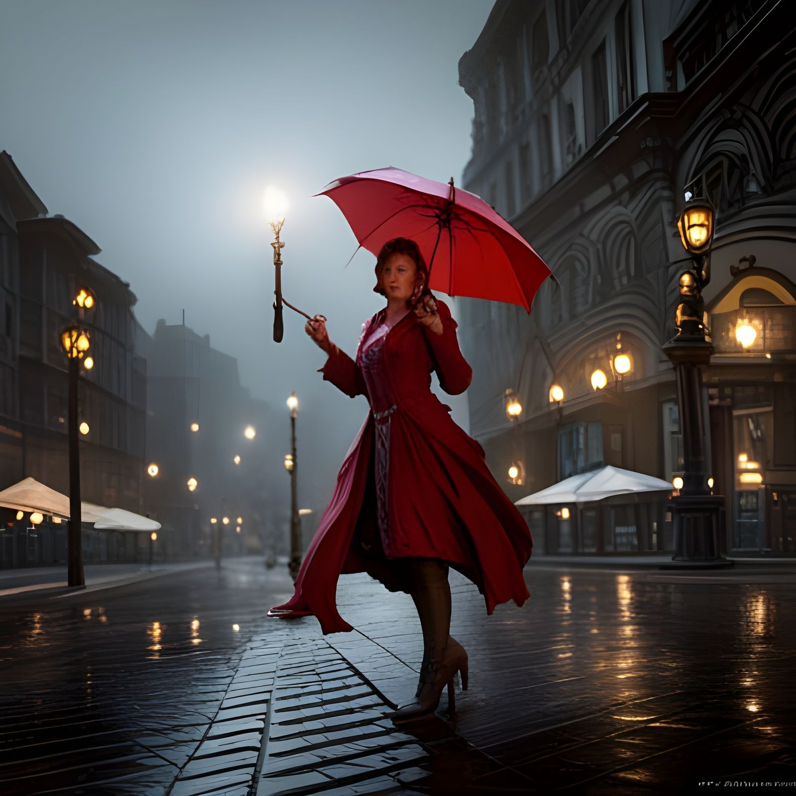 Dark Fantasy Singer in the Rain, Detailed Art