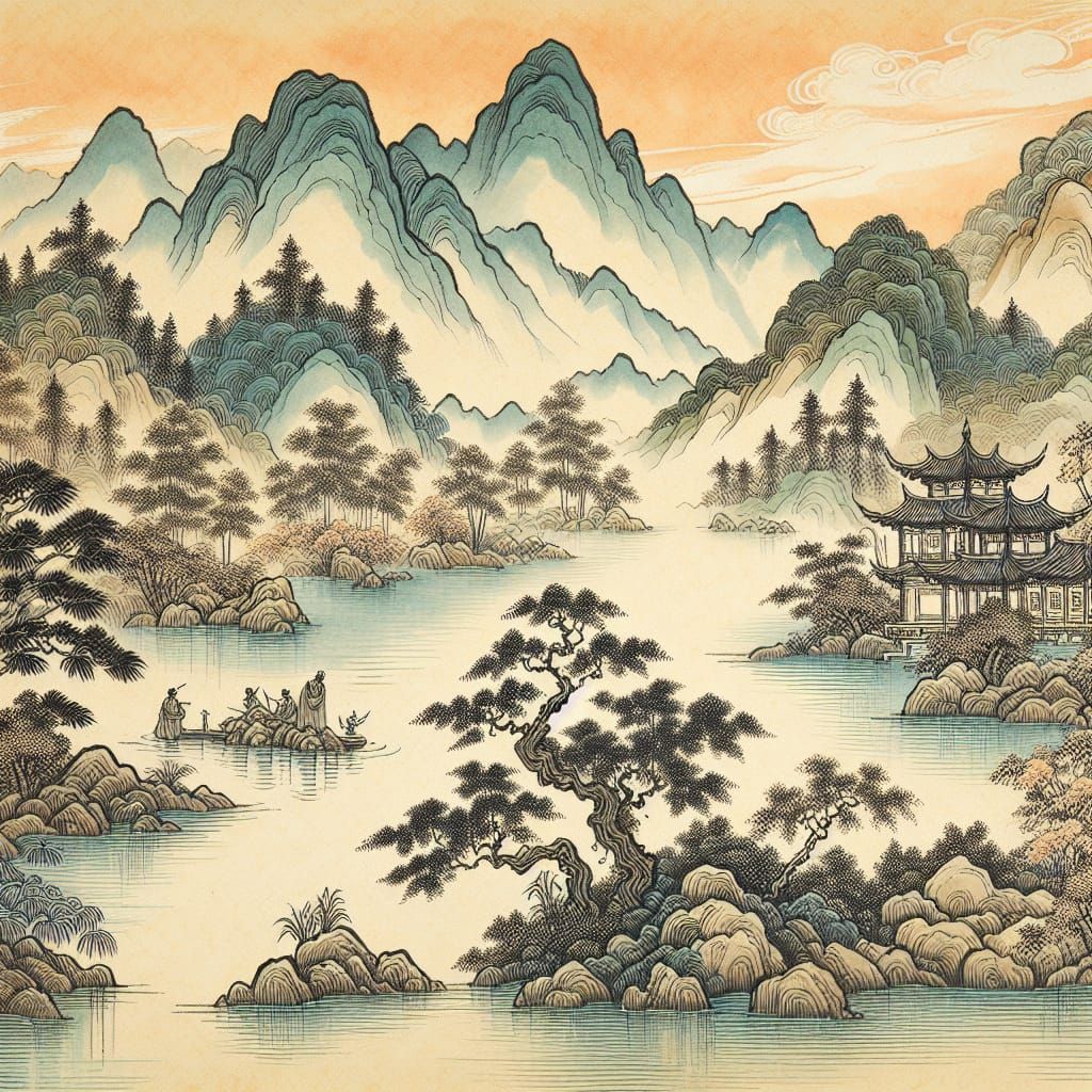 Warm Spring among Lakes and Mountains