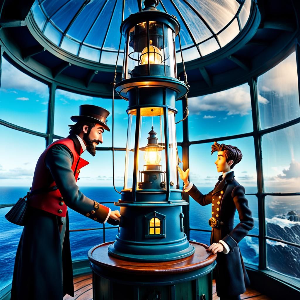 Steampunk Lighthouse Keeper in Ghibli-esque Claymation