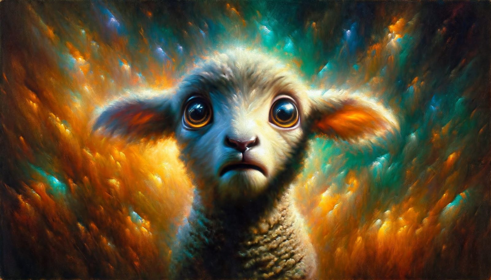 Frightened Lamb in Impressionistic Dreamscape
