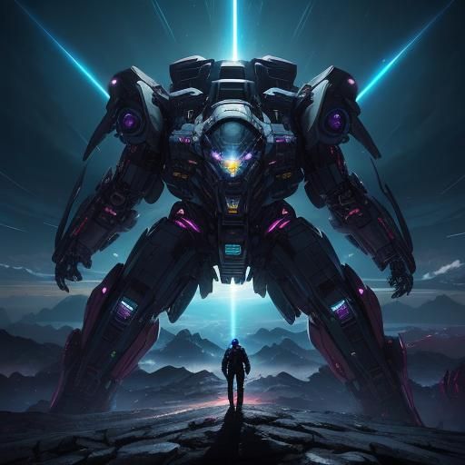 Astral Cosmic Mech on Alien World in Anime Style