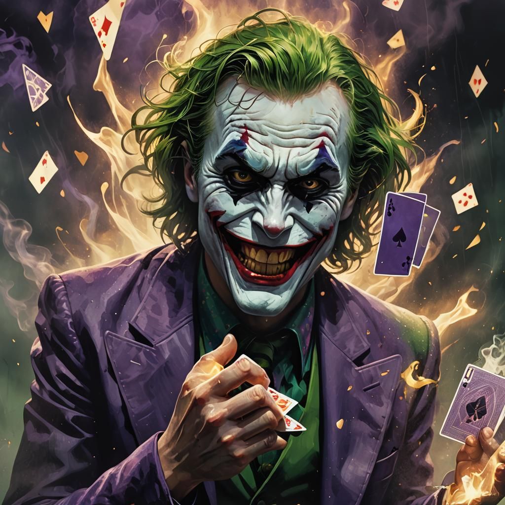 Menacing Joker Card in Surreal Fantasy Art