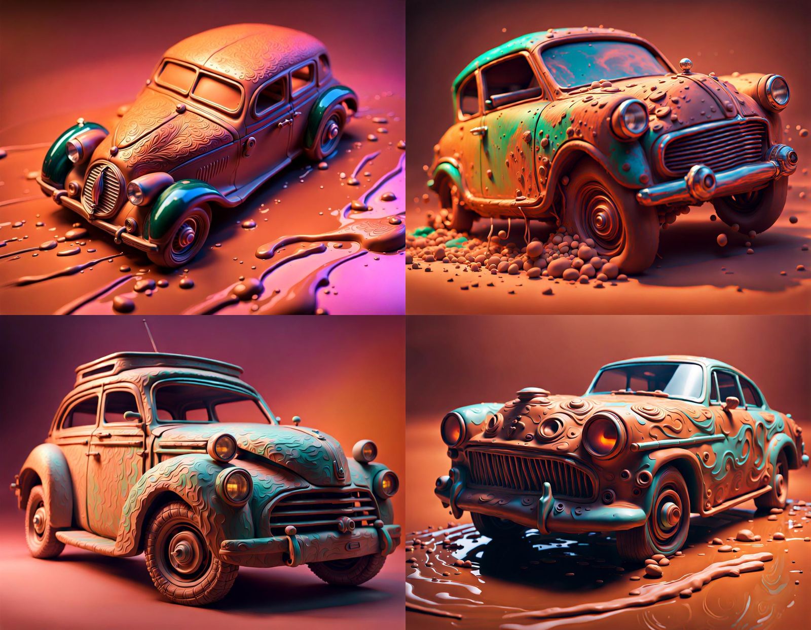 Hyperrealistic Clay Automobile Concept Art