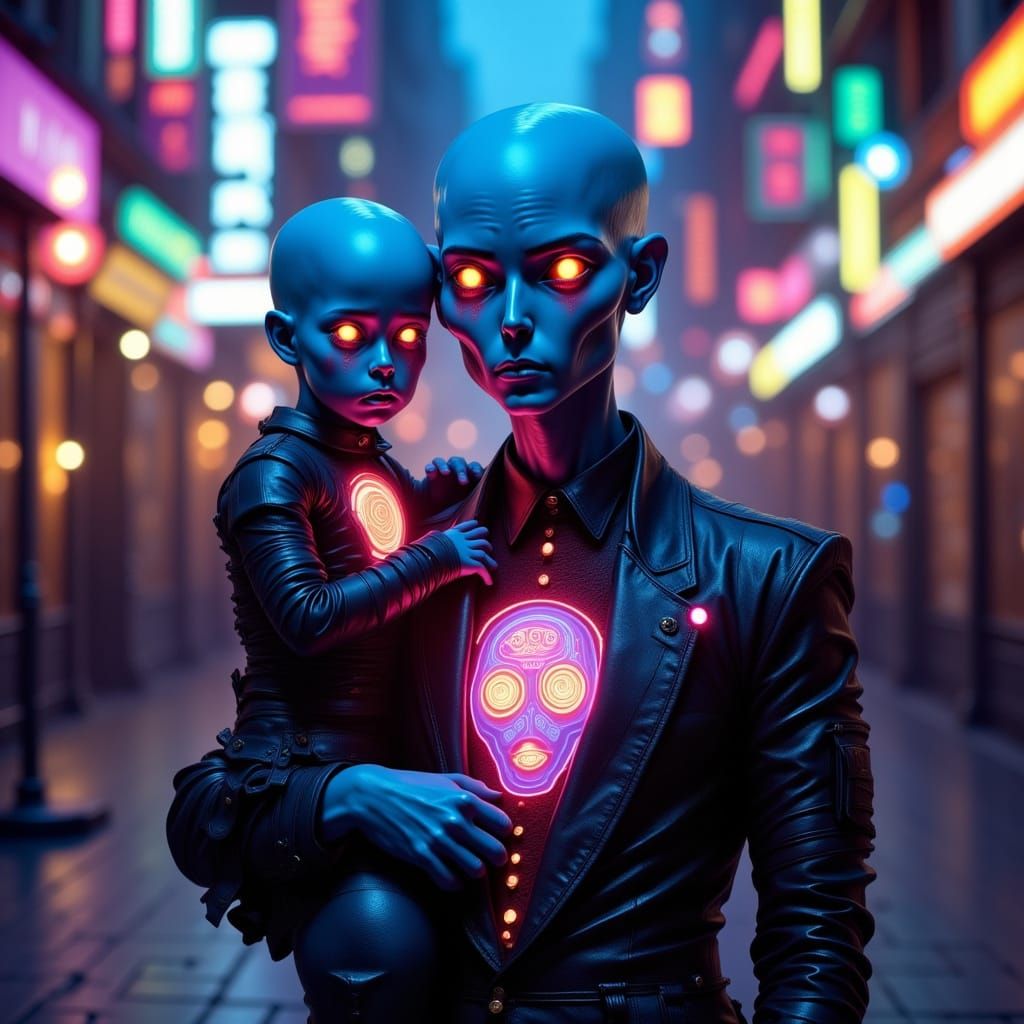 Ultra-vibrant surreal portrait of a humanoid