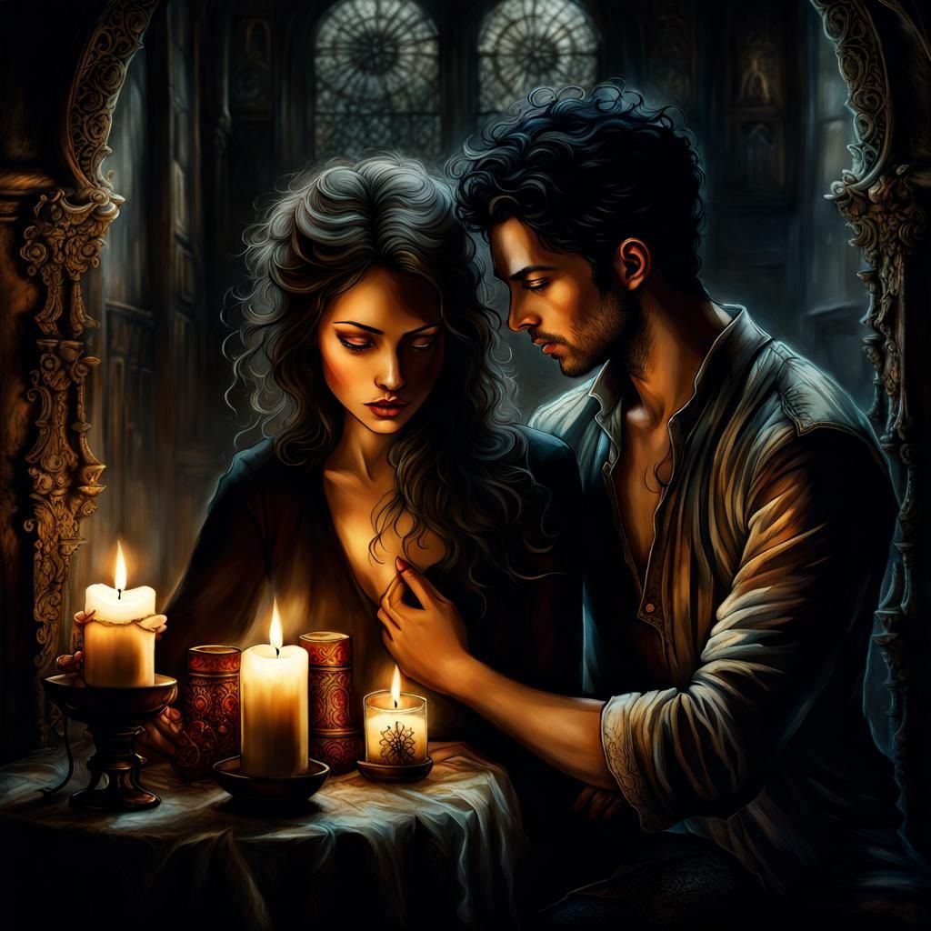 Romantic Candlelit Embrace in Derelict Apartment