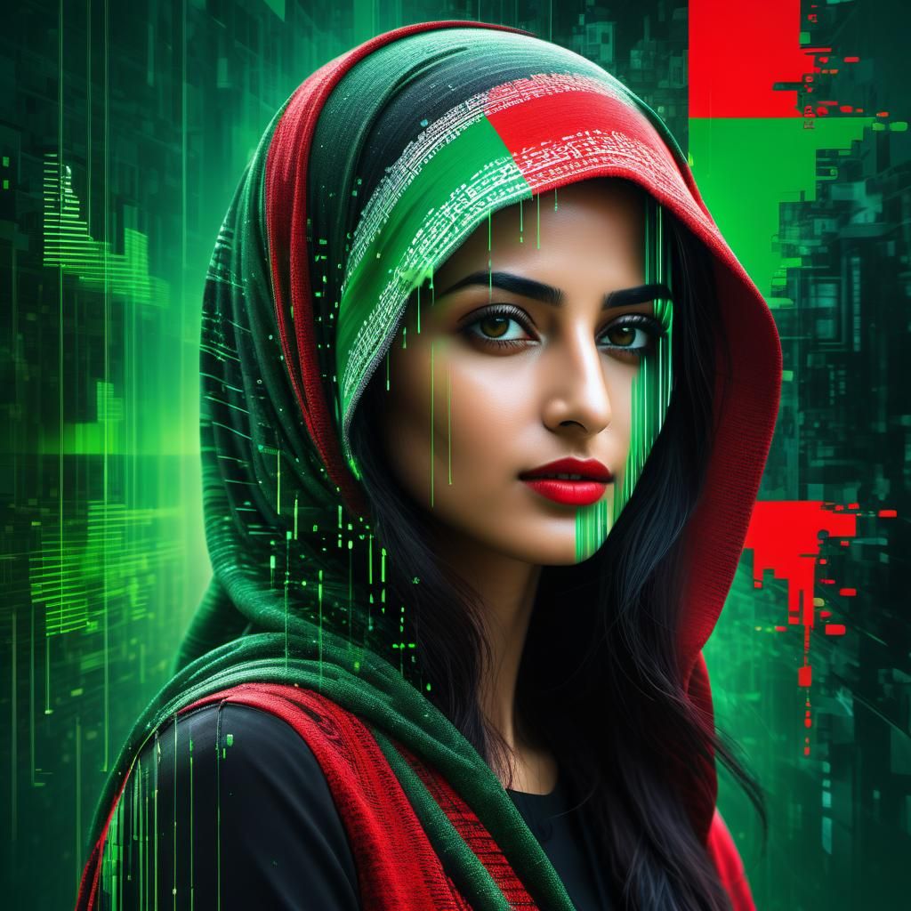 Palestinian Woman Connected to the World: Glitch Art