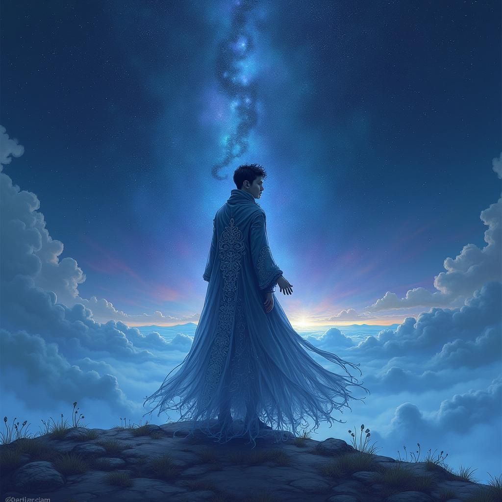 Lone Figure Steps into Starry Expanse