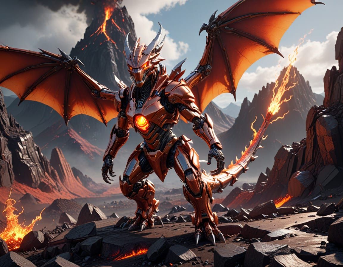 Cyberpunk Dragon Power Armor in Polished Chrome