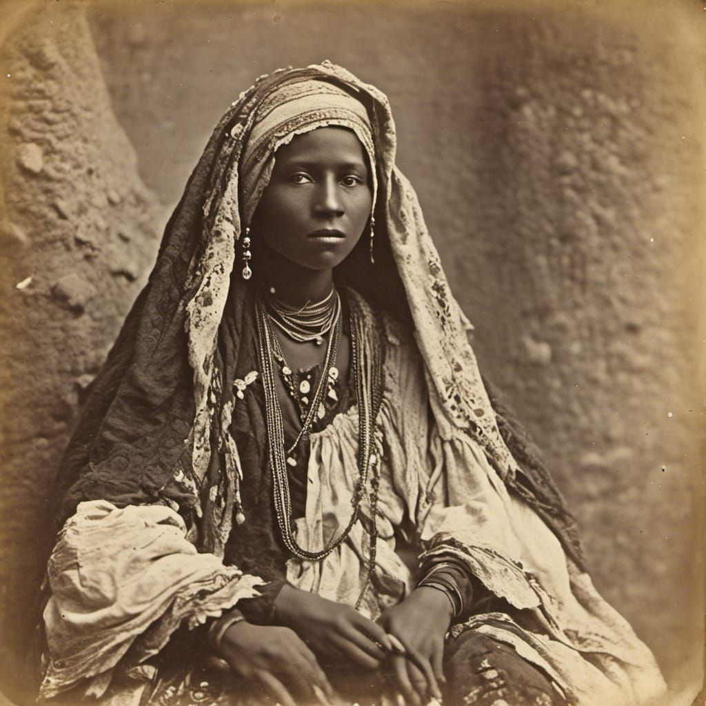Hyperrealistic Portrait of Algerian Woman, 1870s