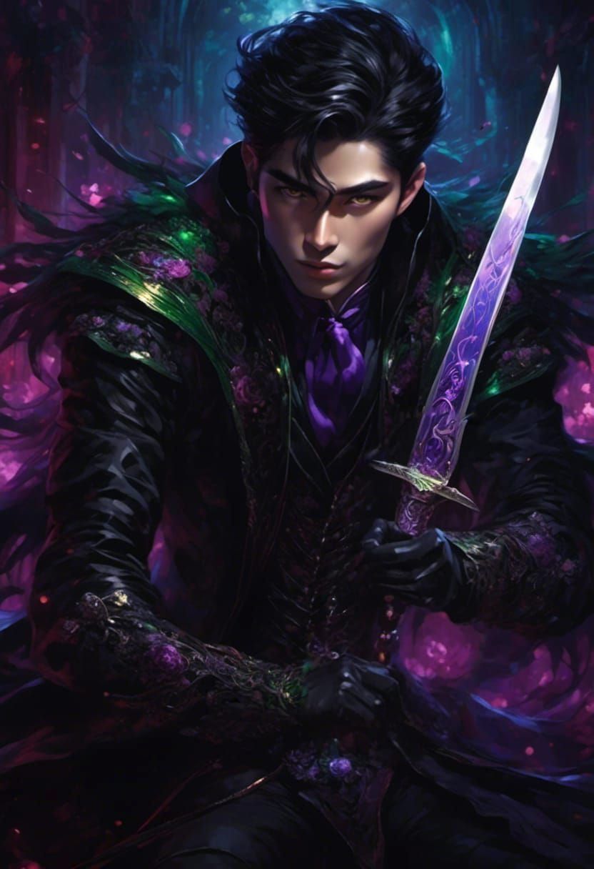 Elegant Man with Knife in Dark Macabre Style