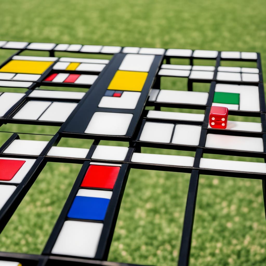 Geometric Coffee Table Composition in Mondrian Style