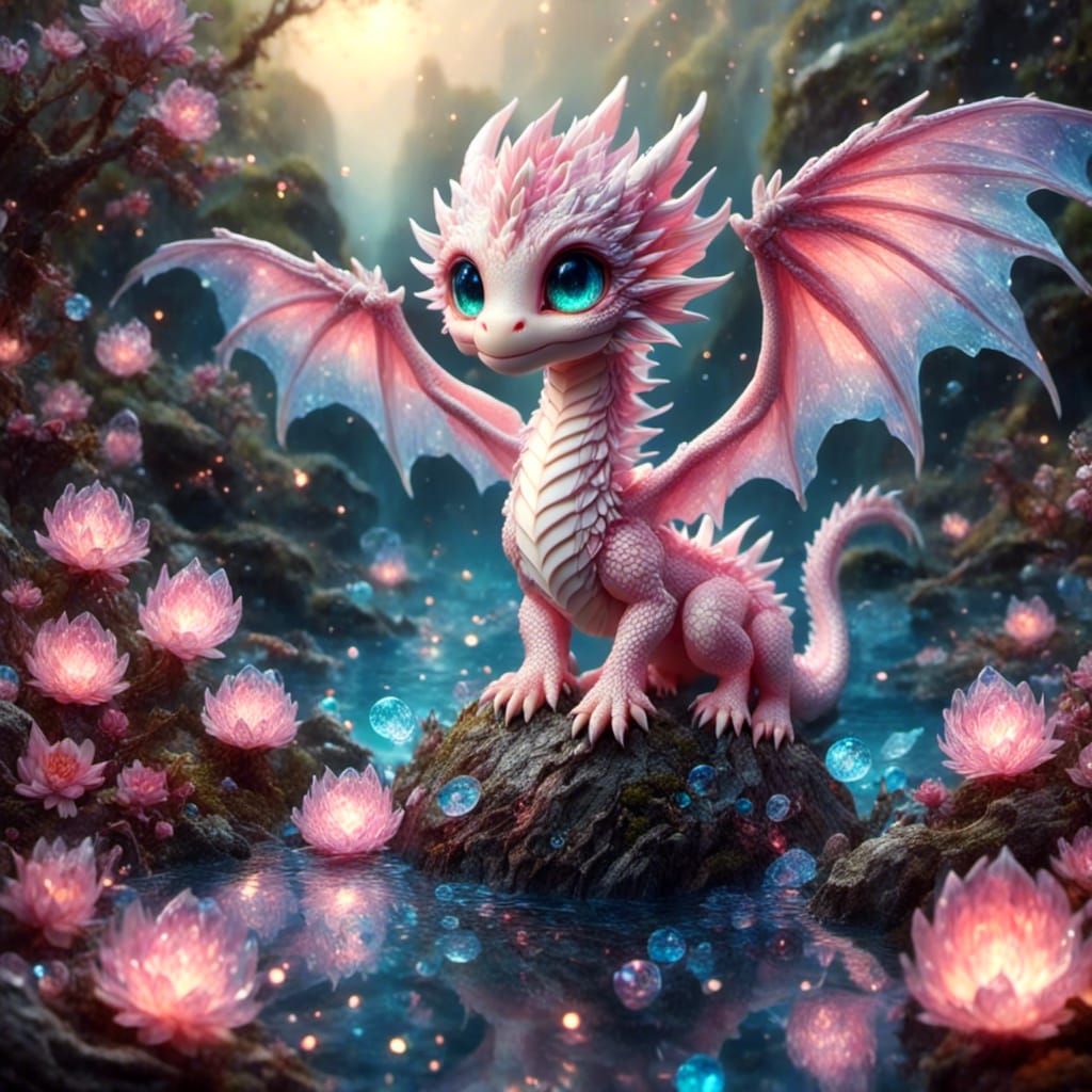 Sparkly Dragon Hatchlings in Fantasy Landscape