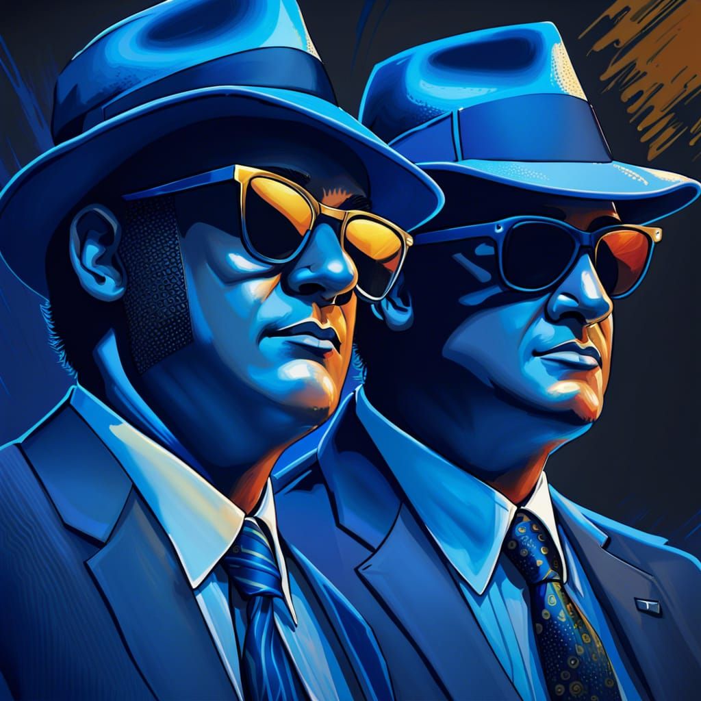 Glamour Shot of Blues Brothers in Blue Suits