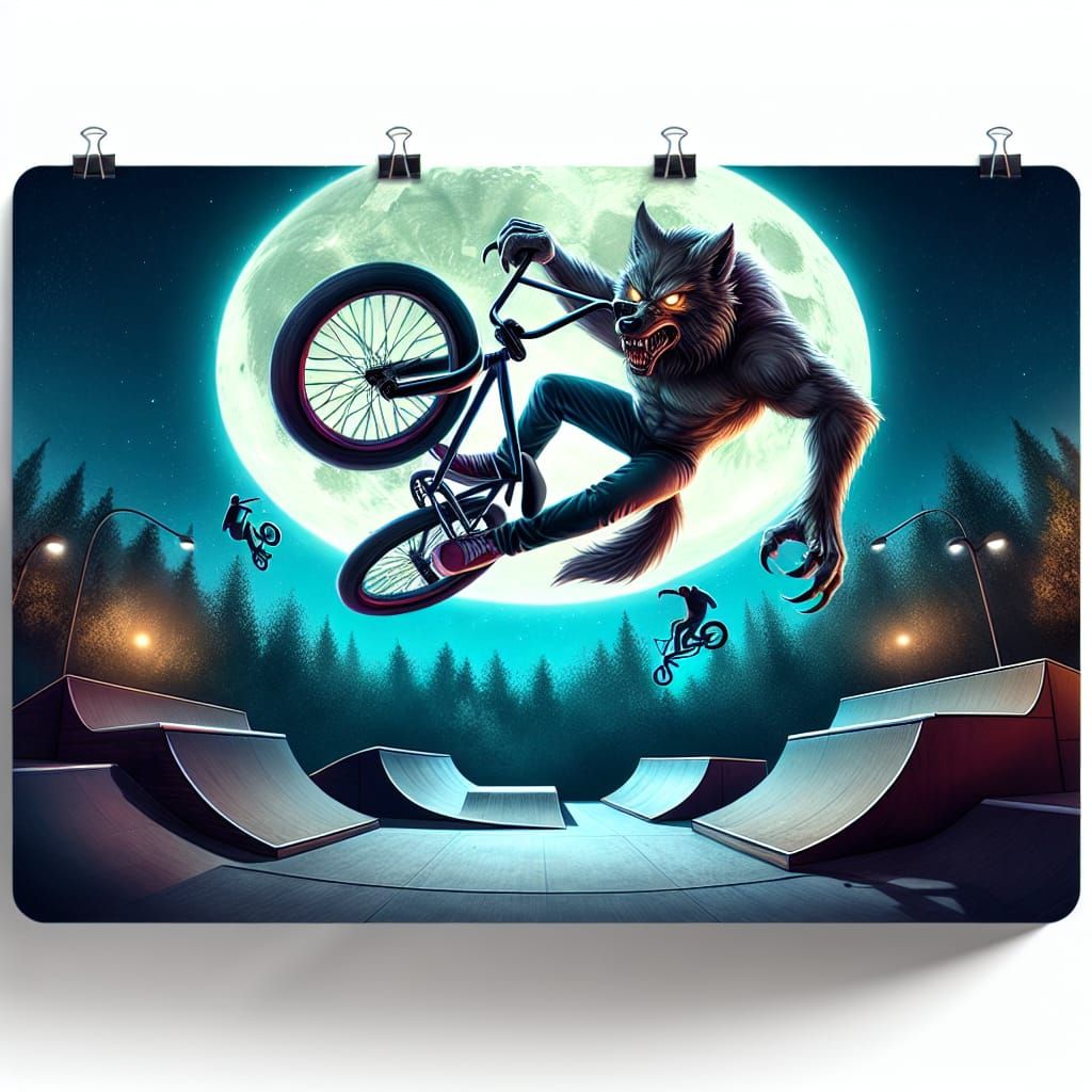 Werewolf BMX Stunts Under the Moonlight