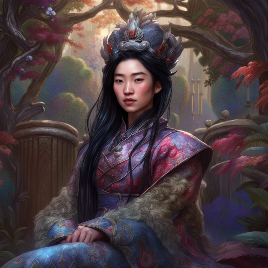 Princess Mulan Royal Portrait in Ethereal Style