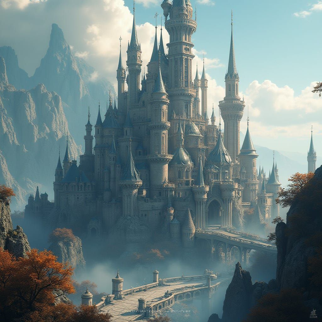 Majestic Futuristic Castle in Cyberpunk Style