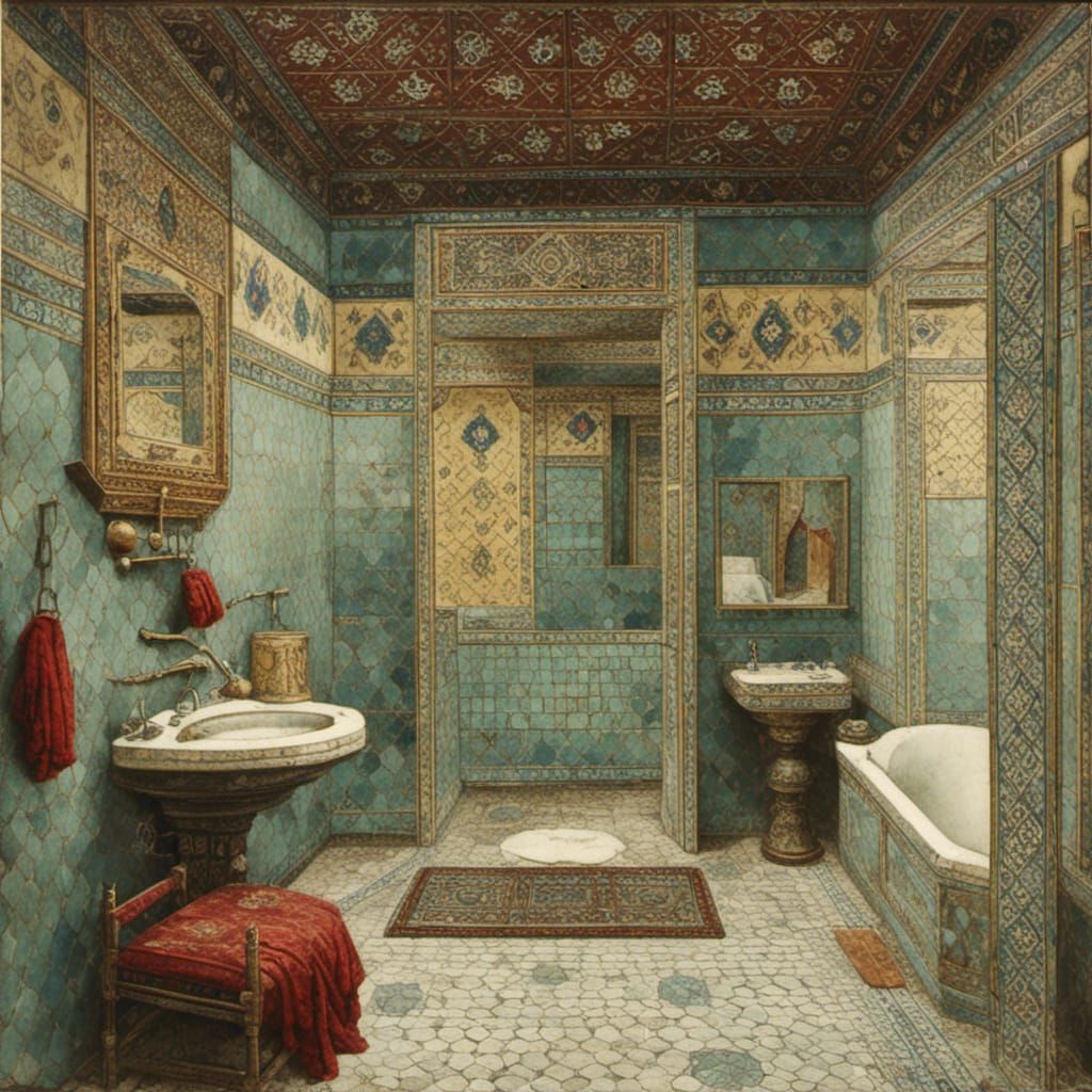 Elaborate Oriental Bathroom with Intricate Details