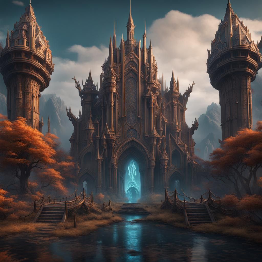 Detailed Fantasy Logo Concept Art in Deep Color