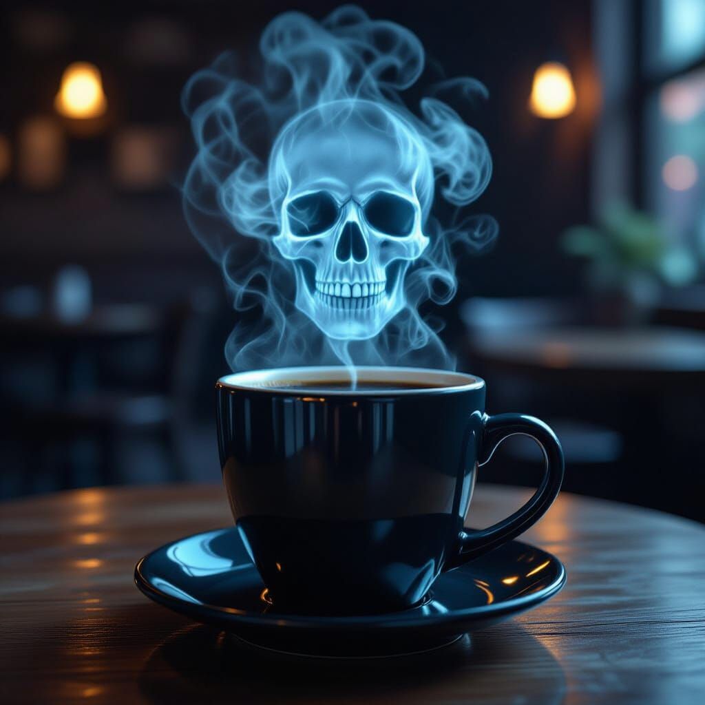Haunted Coffee Mug With Skull Steam