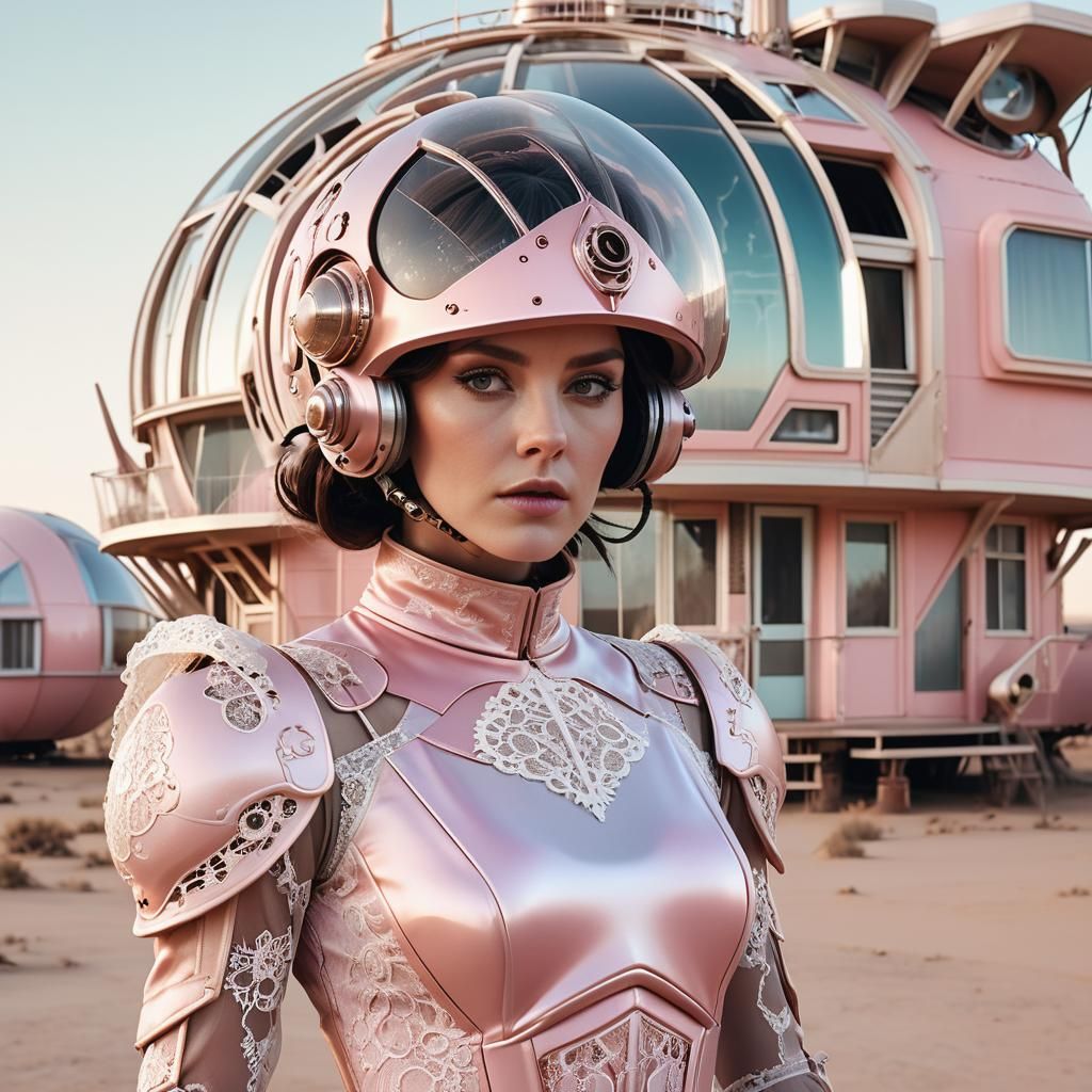 Steampunk Woman in Desert, Cinematic Film Still