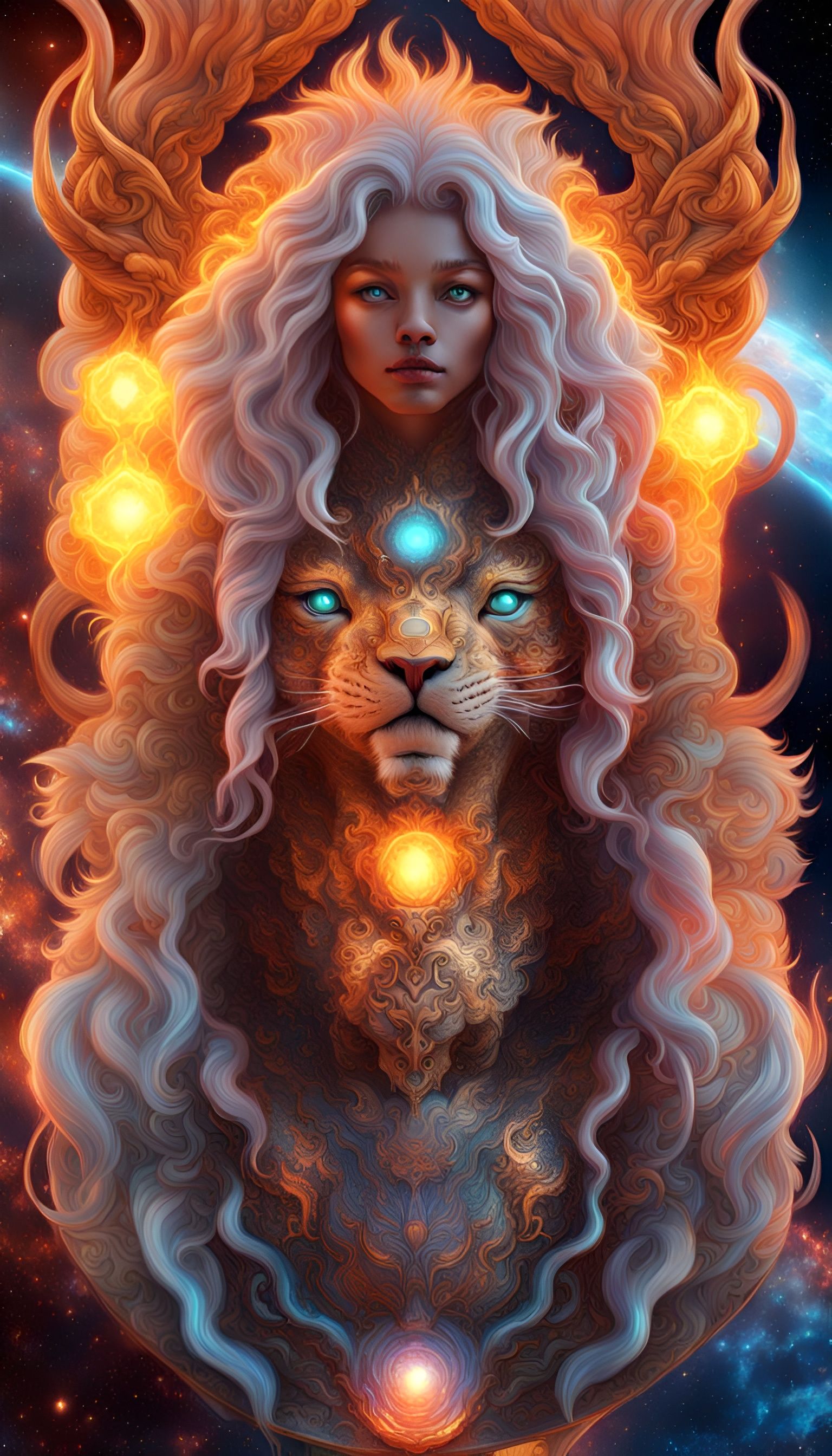 Intricate Lion Goddess in Sci-Fi Astral Fantasy