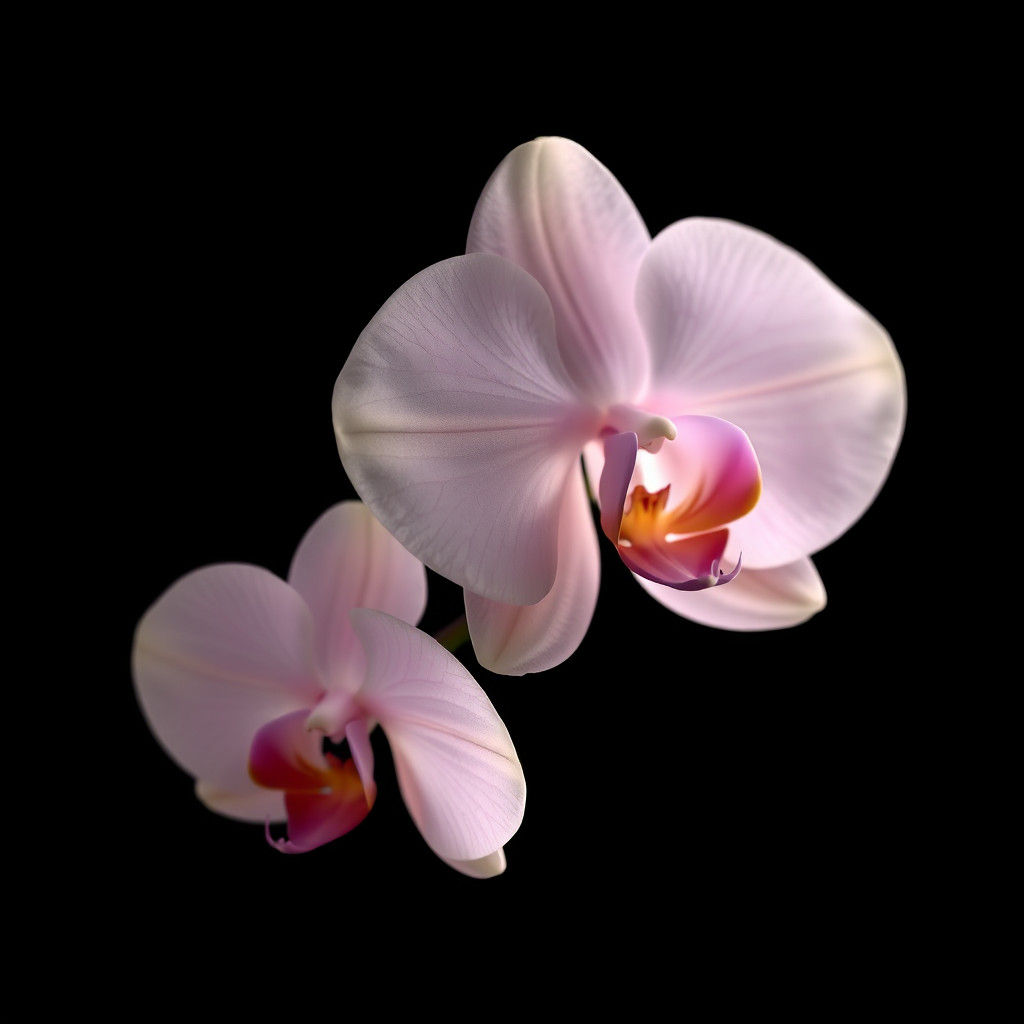 Orchid Against Black Background: Matte Painting Style