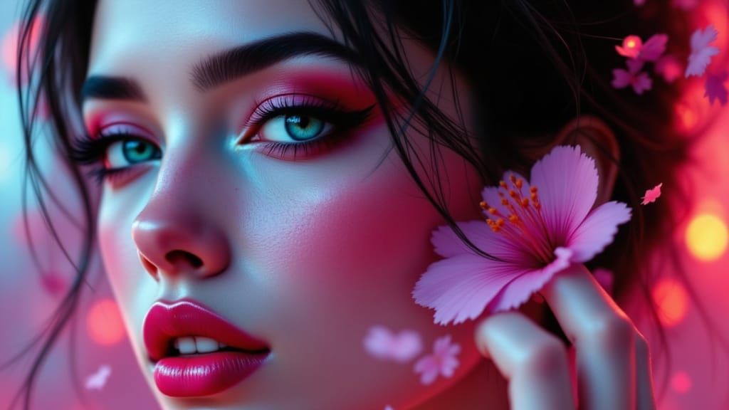 Elegant Pin-Up Model in Golden Hour Glow