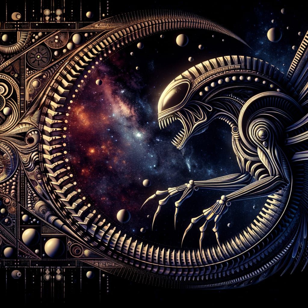 Surreal Cosmic Lifeform in Art Deco Dadaism