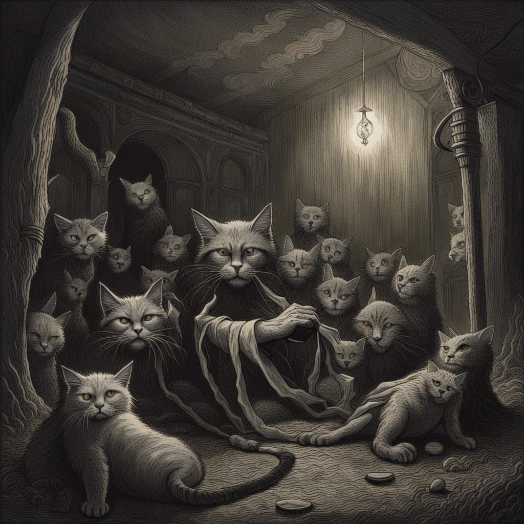 Ozzy Cat Album Cover in Horror Style