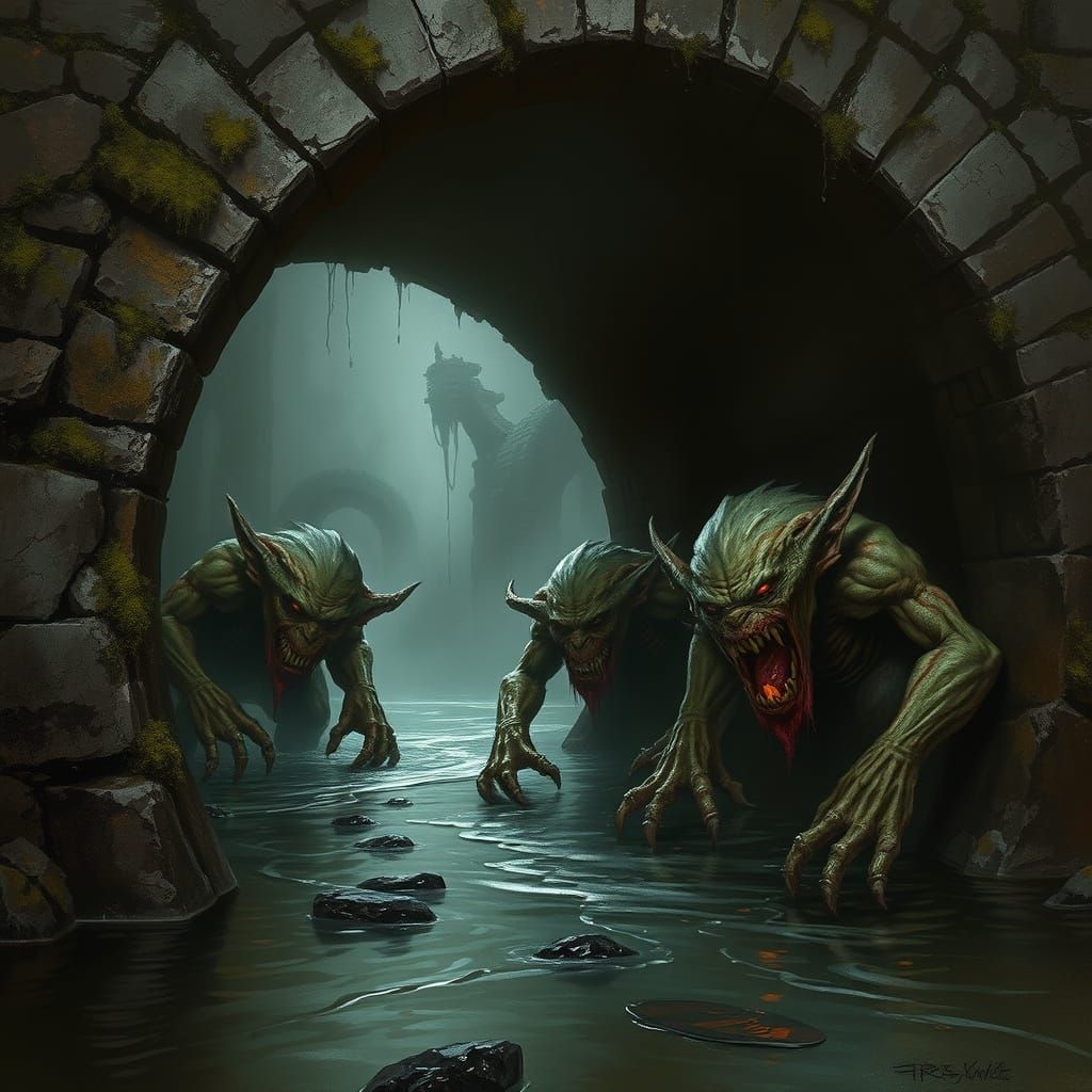 Trolls Emerging from Dark River Bridge Shadows