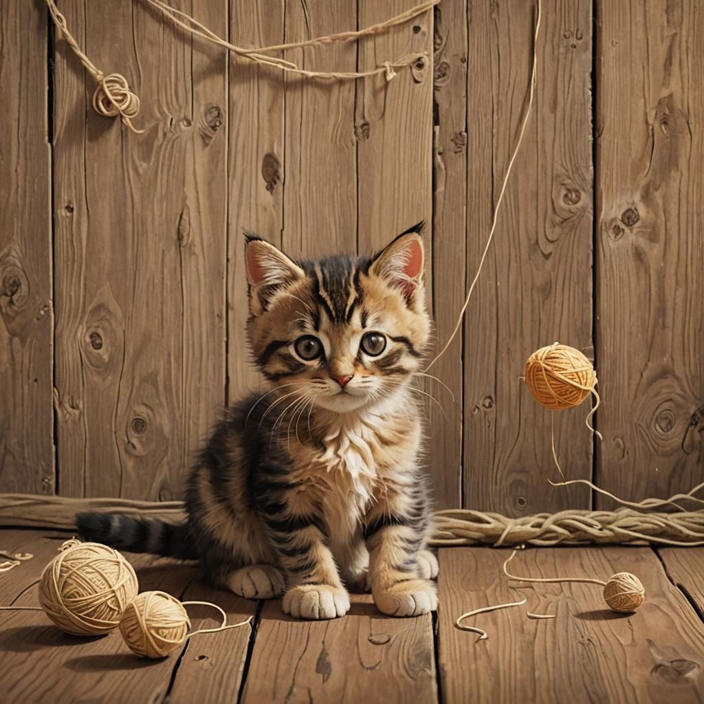 Cute Kitten Playing, Studio Ghibli Style Animation