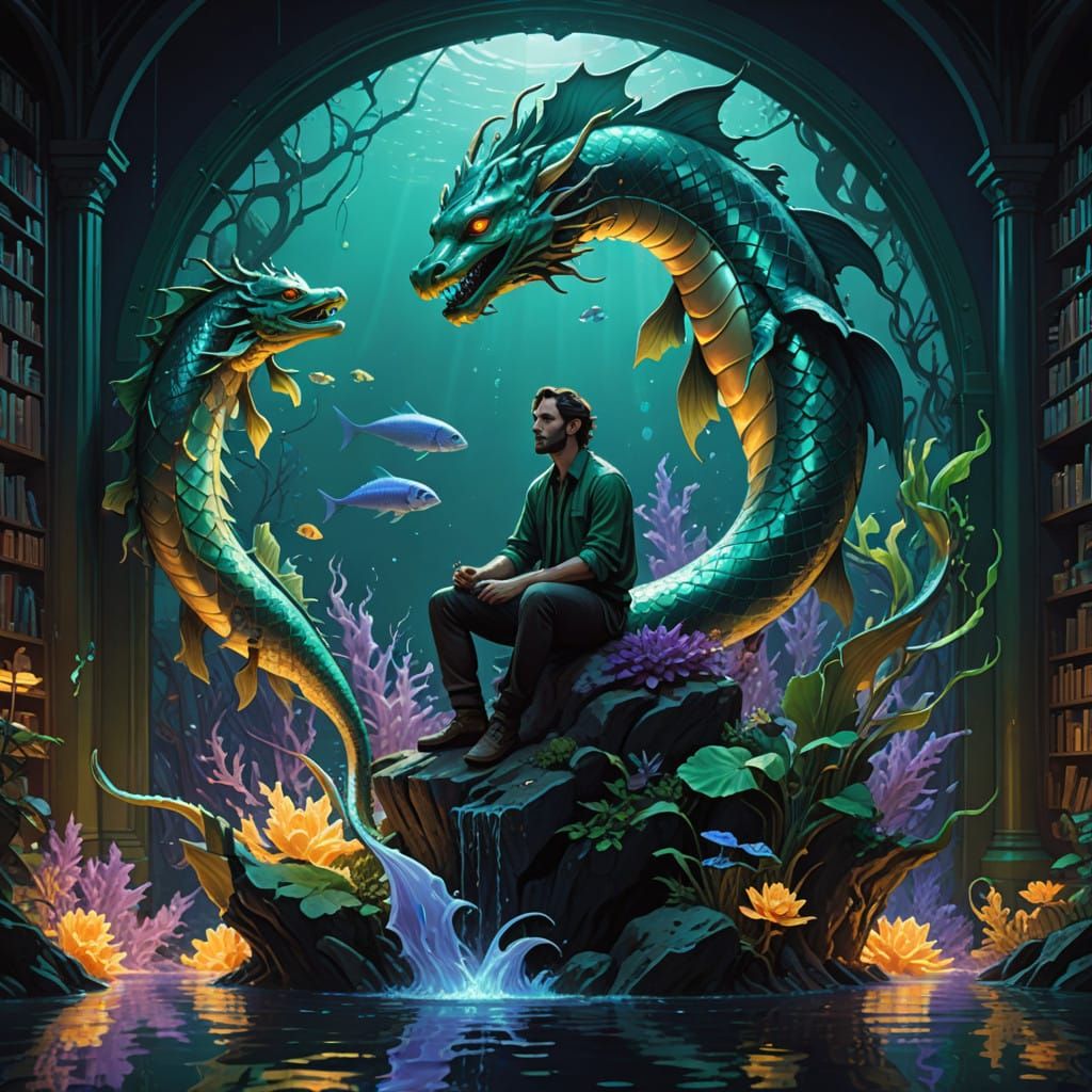 Majestic Merman in Dreamlike Underwater Realm