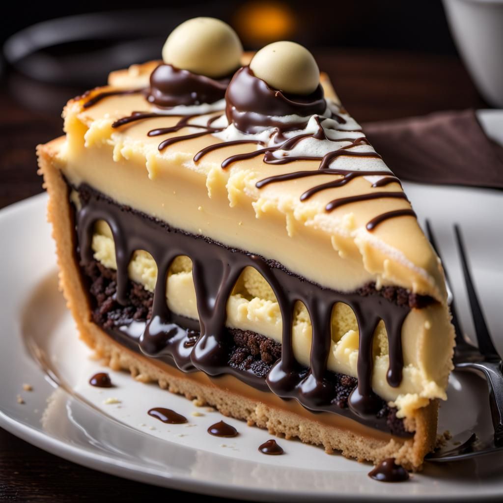 Hyperrealistic Boston Cream Pie in Sharp Focus