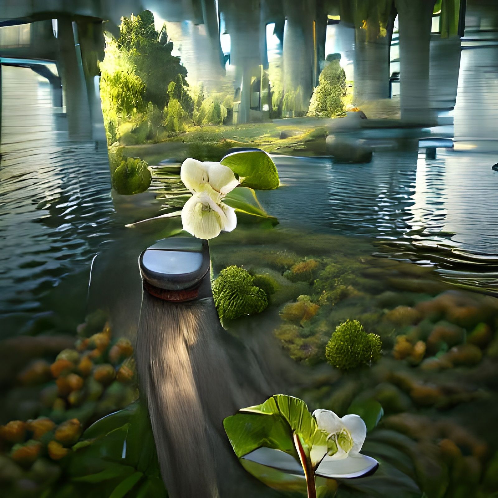 Enchanted Bridge Scene as Detailed Oil Painting