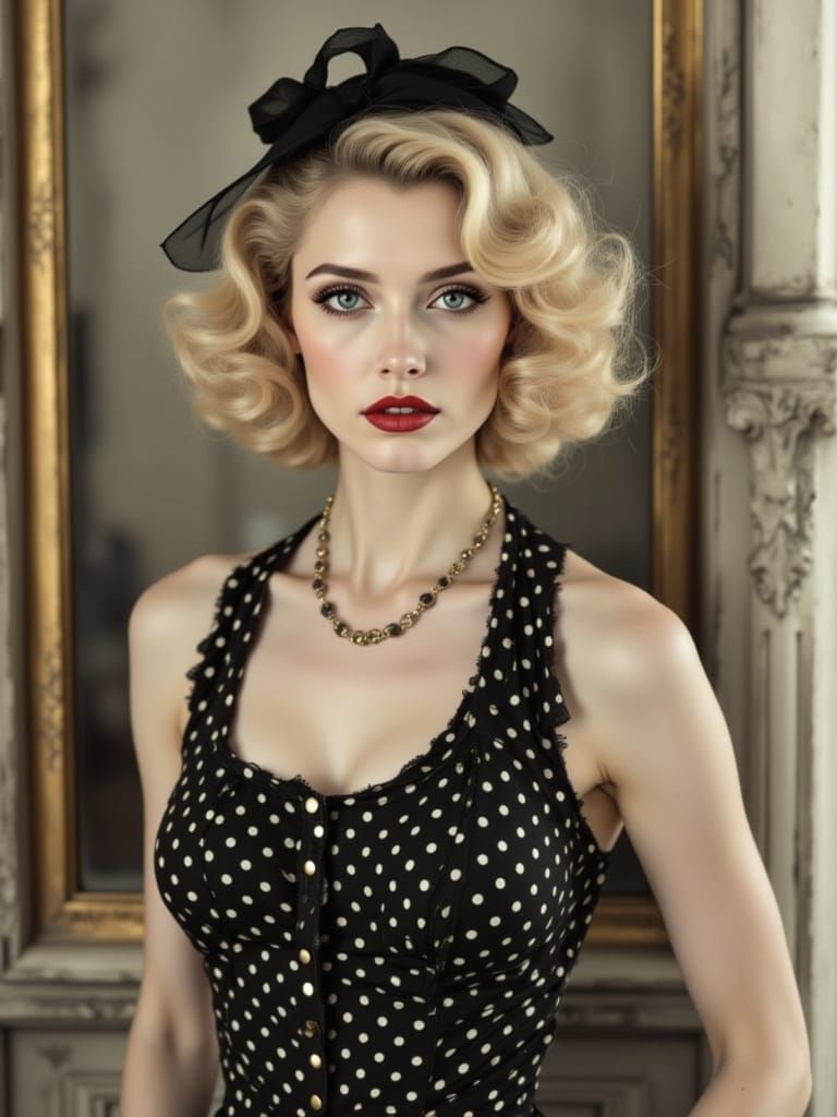 1950s Pin-Up Woman in Moody Surrealist Portrait