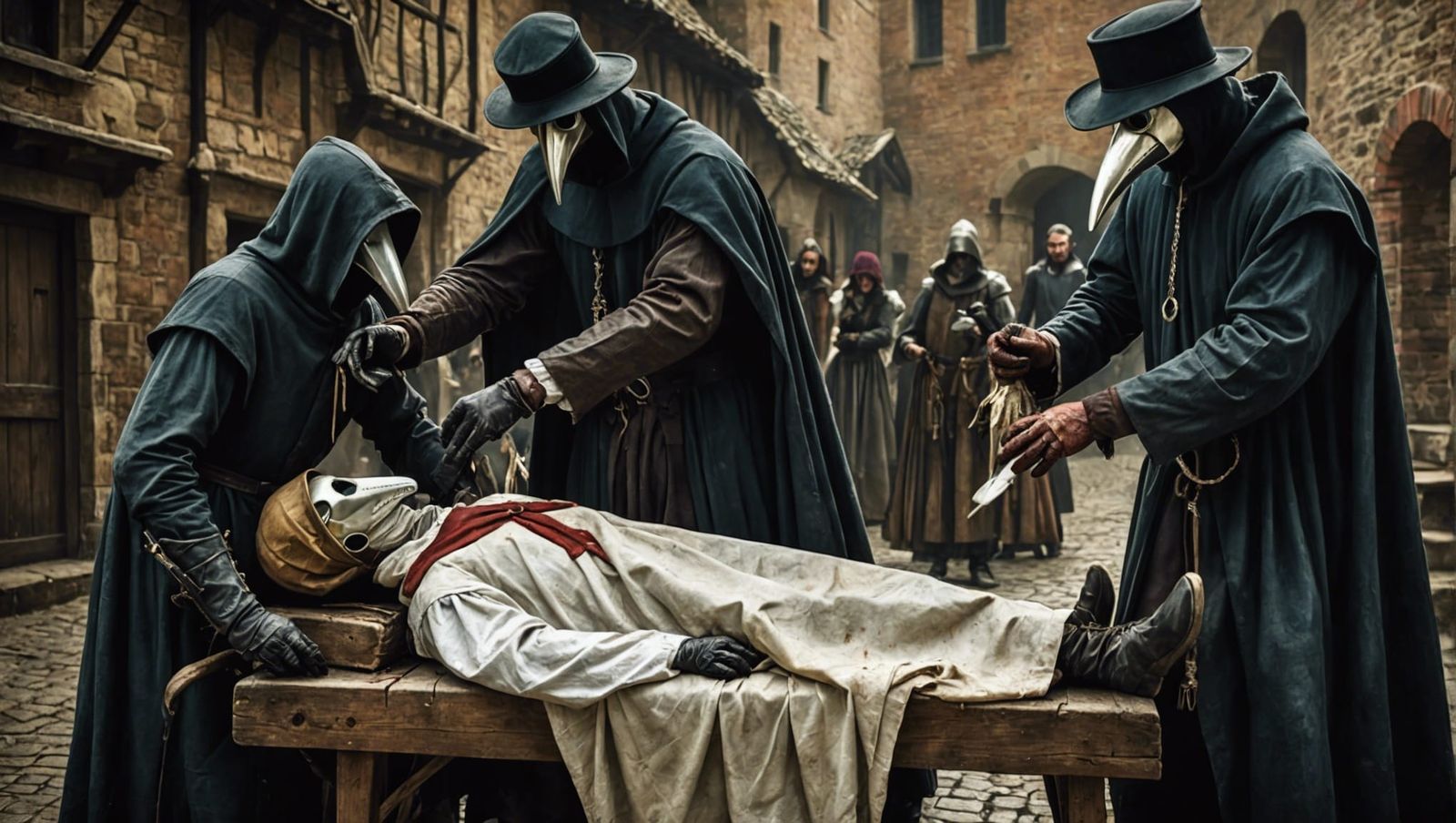 Medieval Plague Doctor Watercolor Illustration