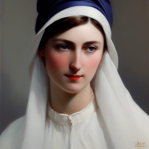Woman in White Cap: Hyperdetailed Portrait