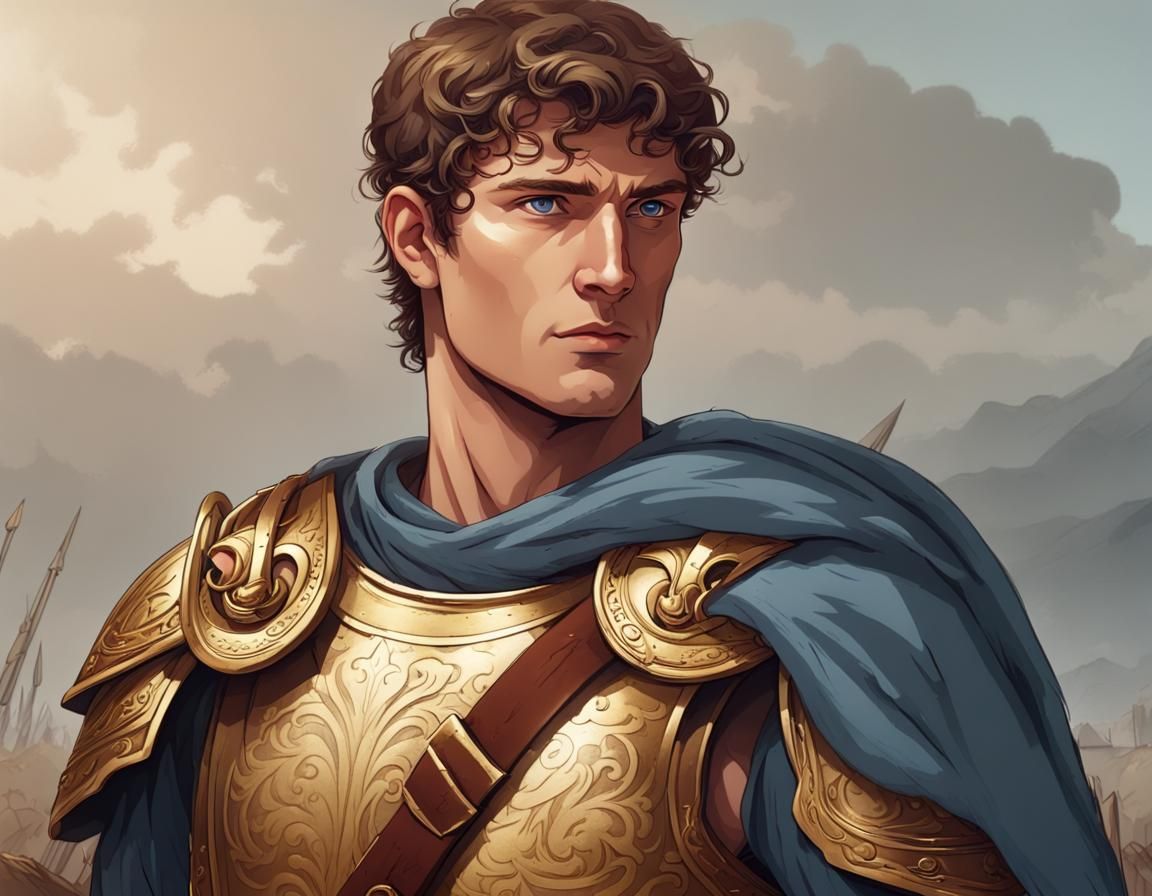 Young Roman General on Battlefield