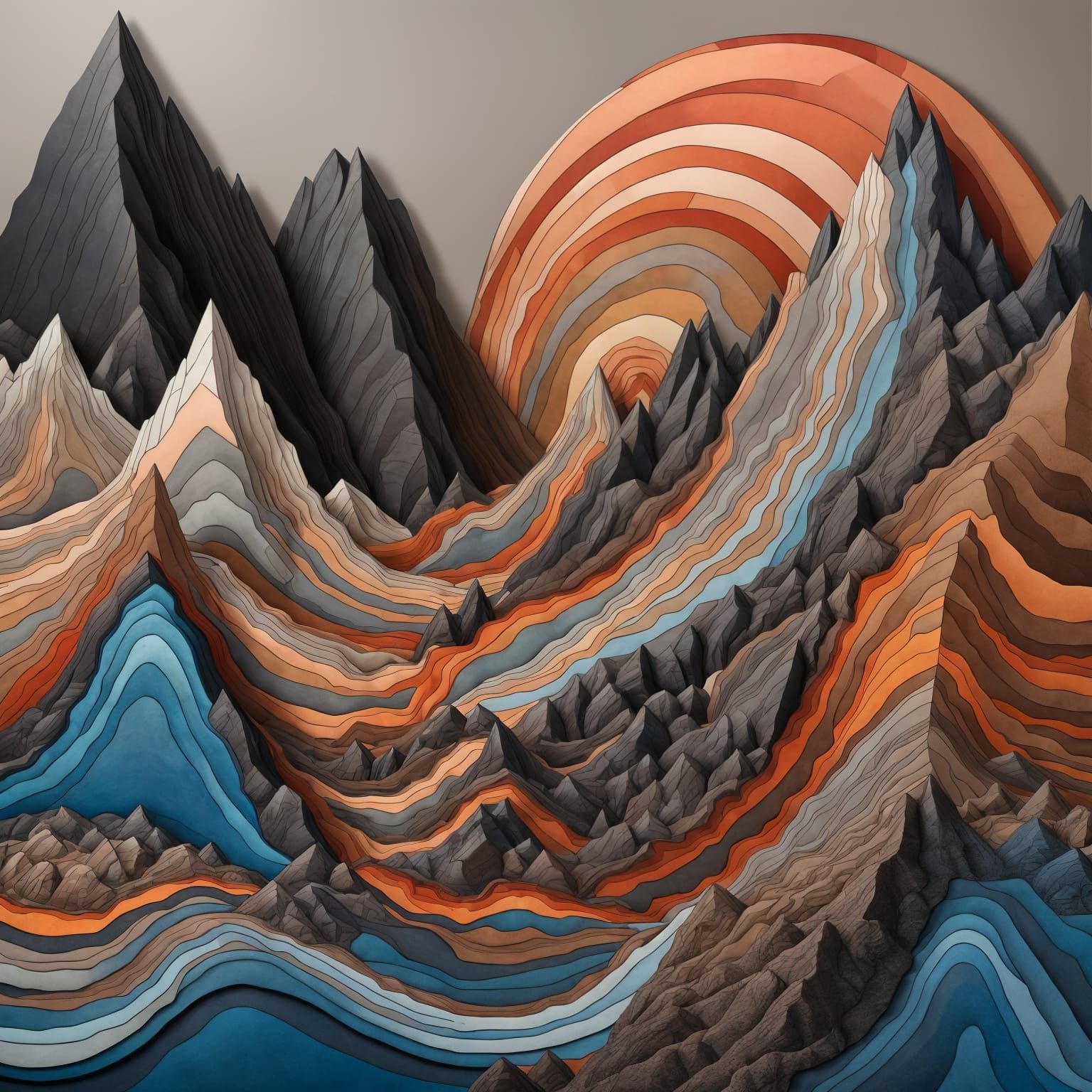 Striking Topographic Sculpture in Outsider Art Style