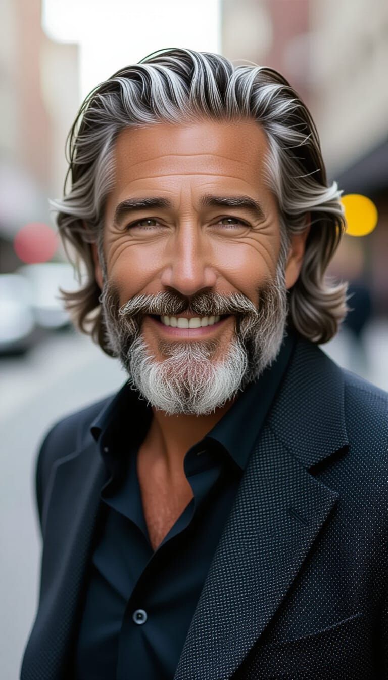 Stylish Man Posing in City Street Photography