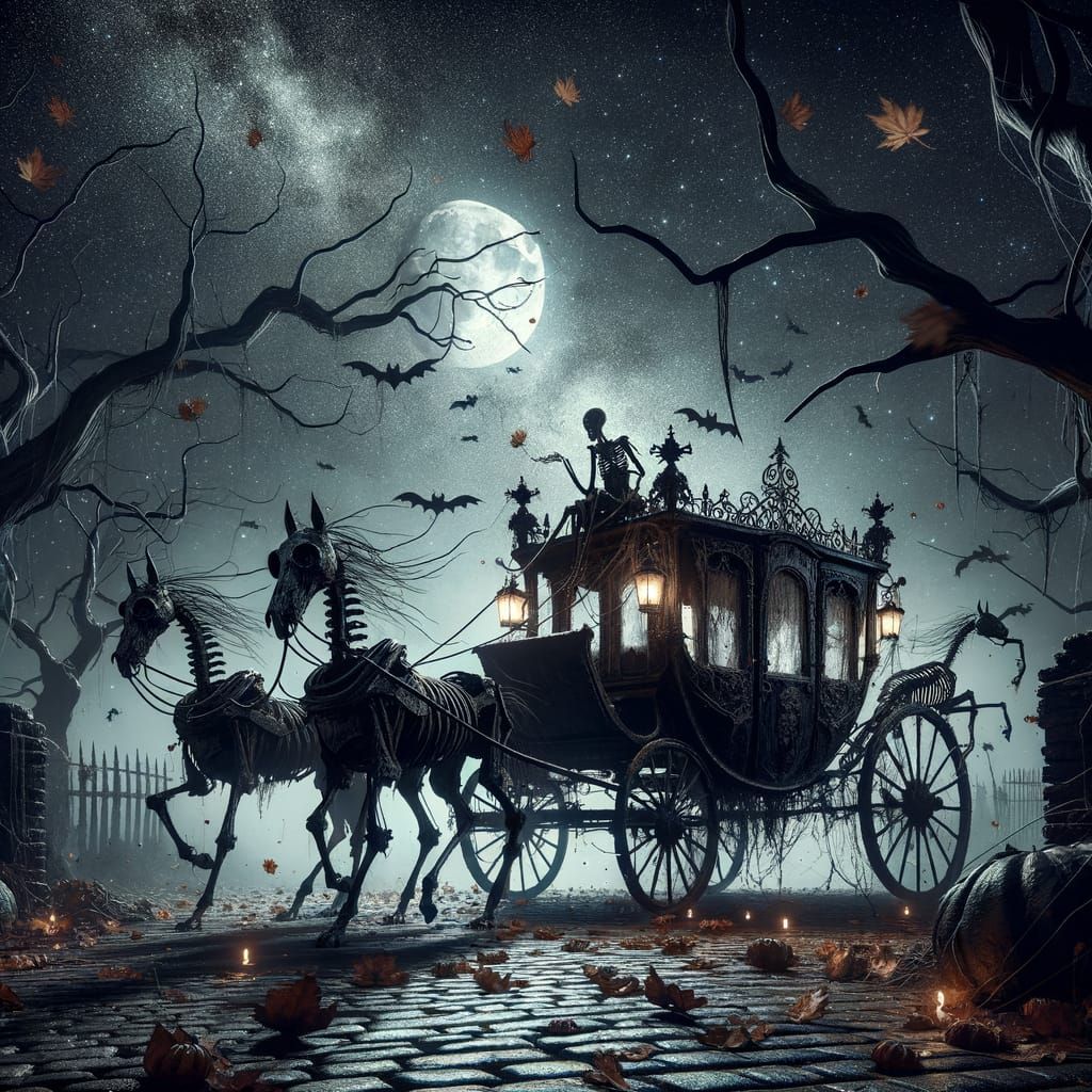 Spooky Victorian Carriage on Halloween Night