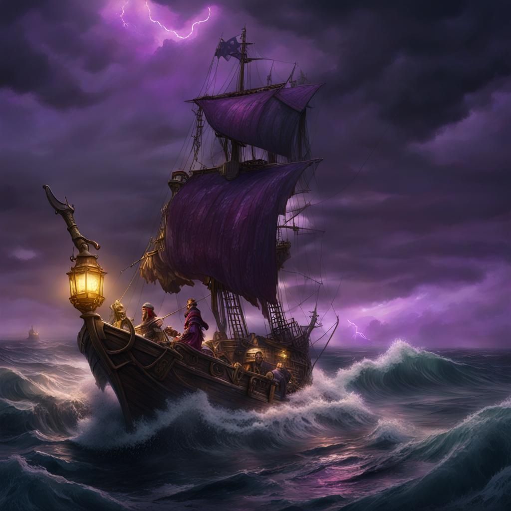 Pirate in Stormy Sky: Dark Fantasy Art