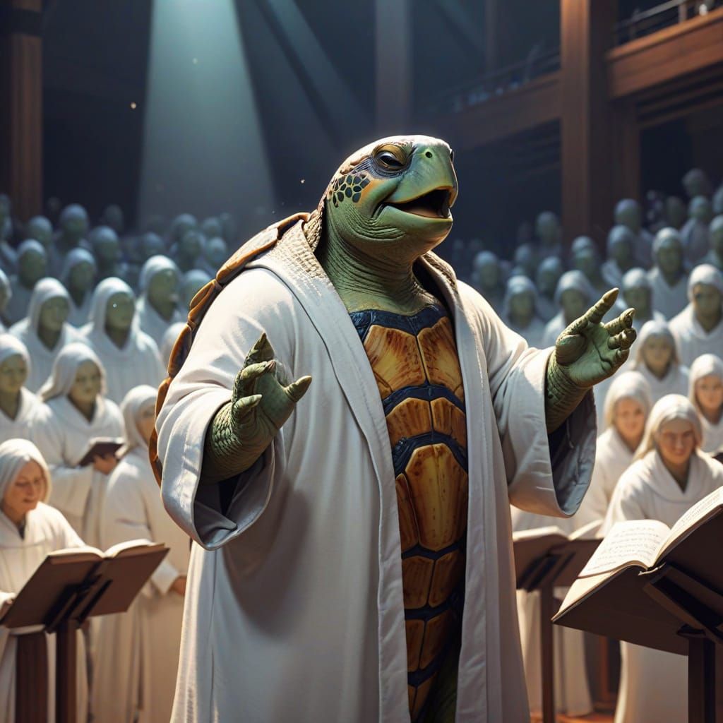 Singing Turtle in Choir: Anime Style