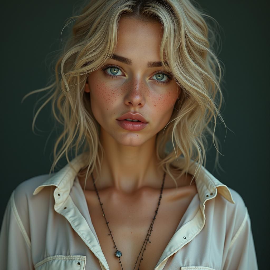 Blonde Woman Portrait as Matte Painting