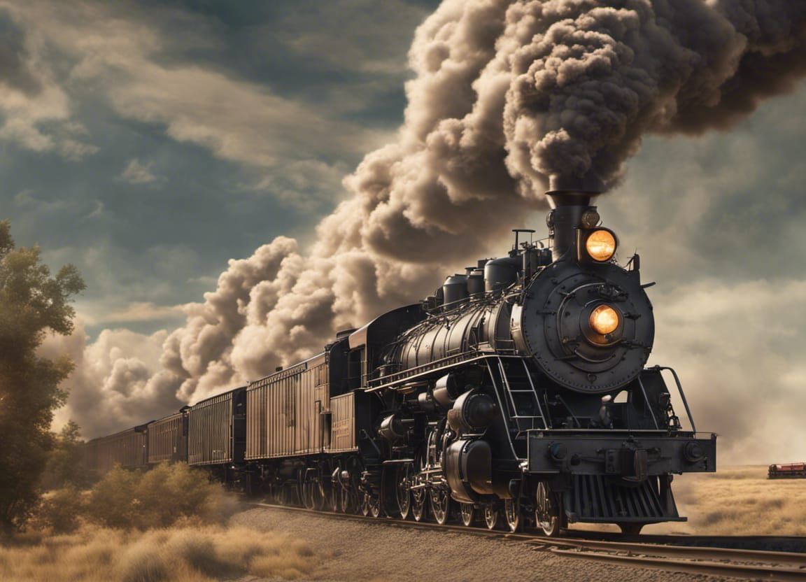 Steam Locomotive Races Across the Plains