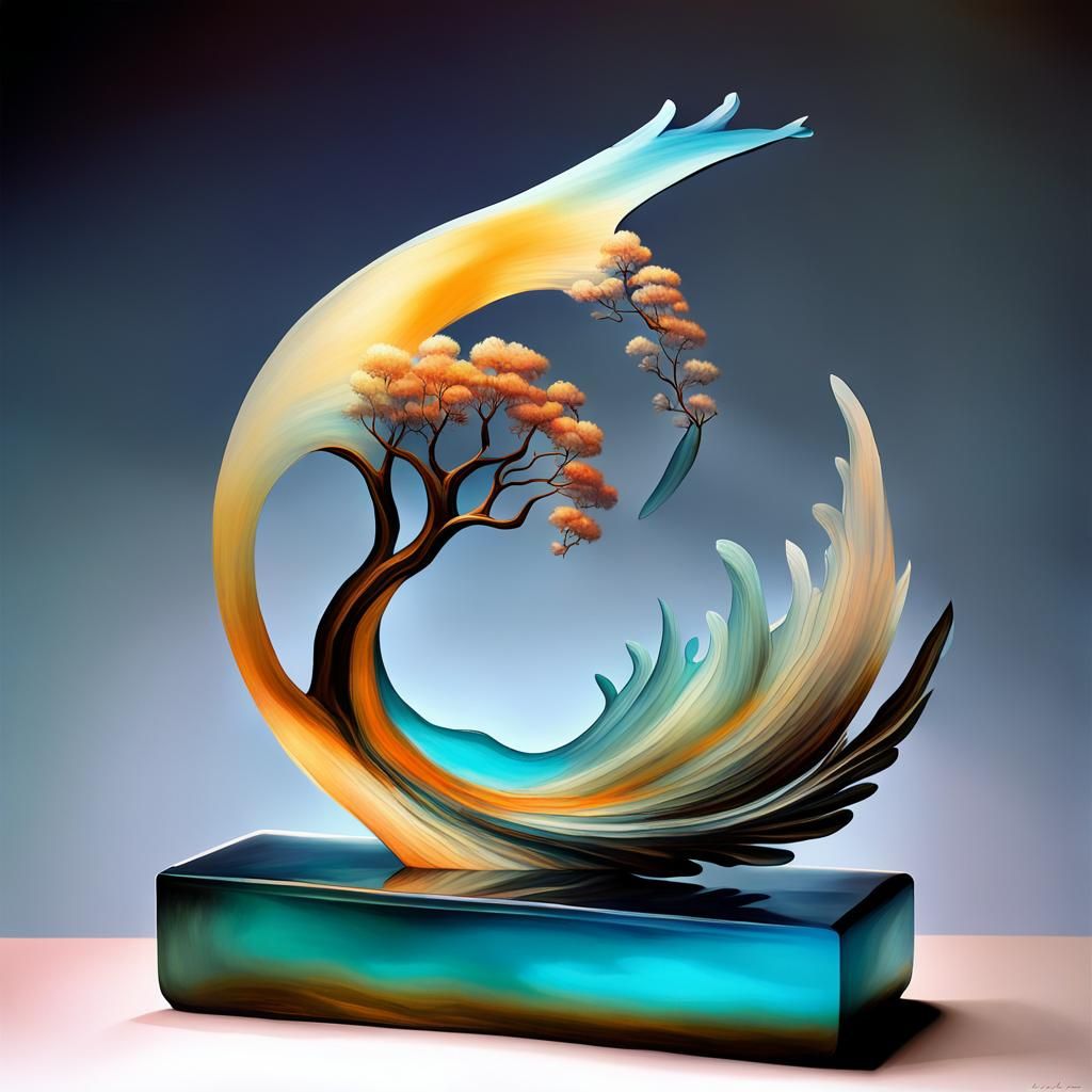 Post-Impressionistic Fantasy Landscape with Dreamy Mountains