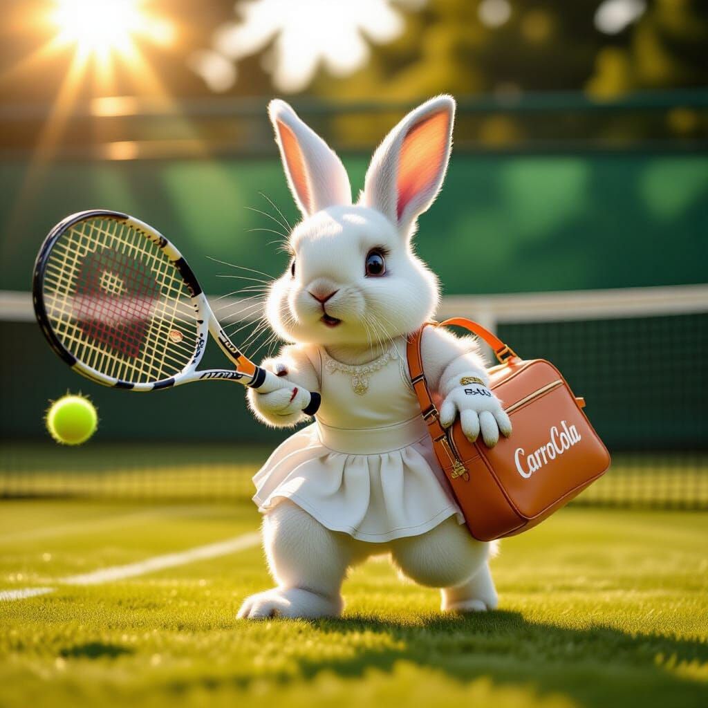 Glamorous Bunny Tennis Star on Grass Court
