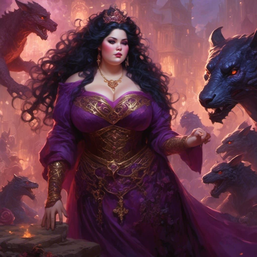 Bronze Woman with Dragons in Fantasy Style