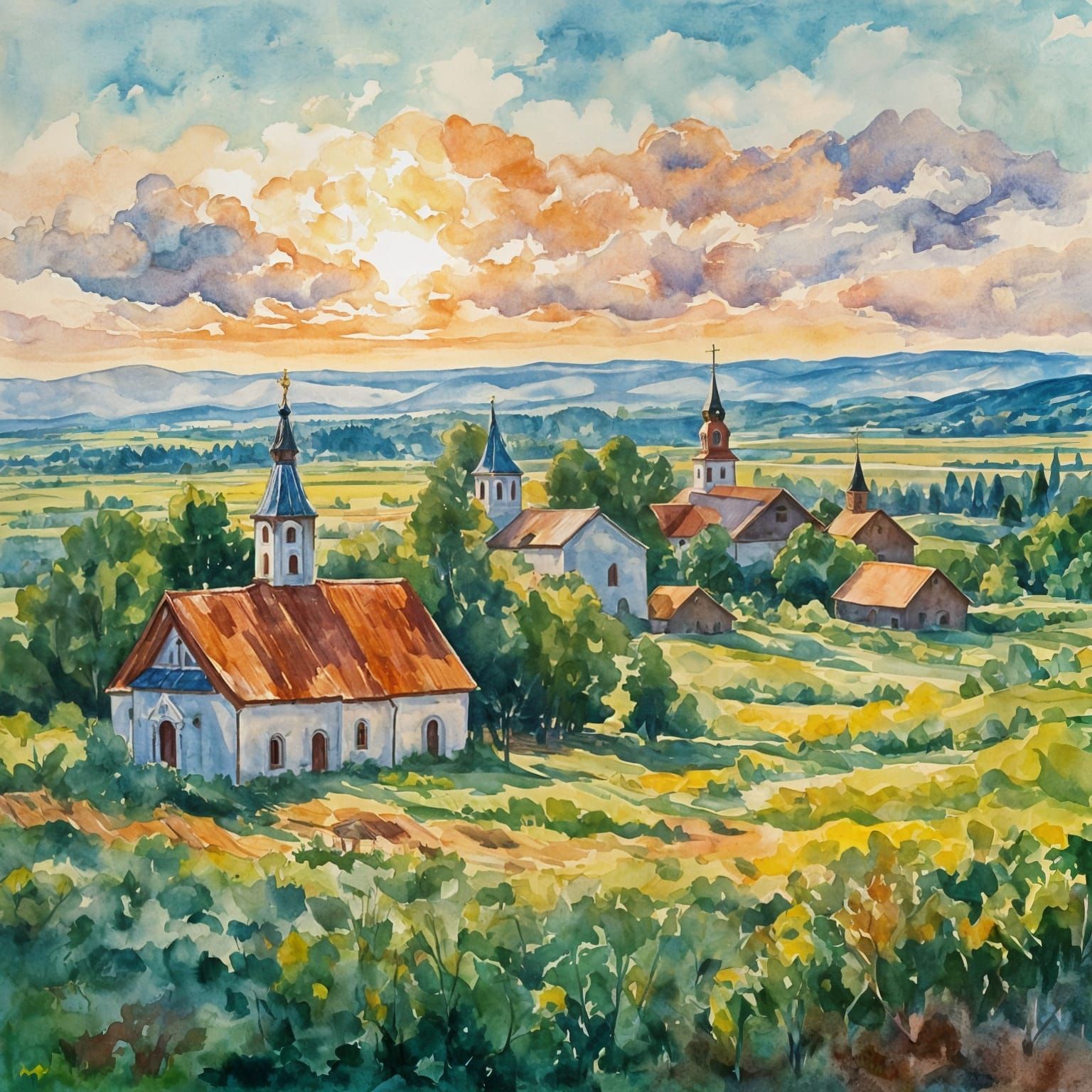 Ethereal Russian Village in Impressionist Masterpiece Style