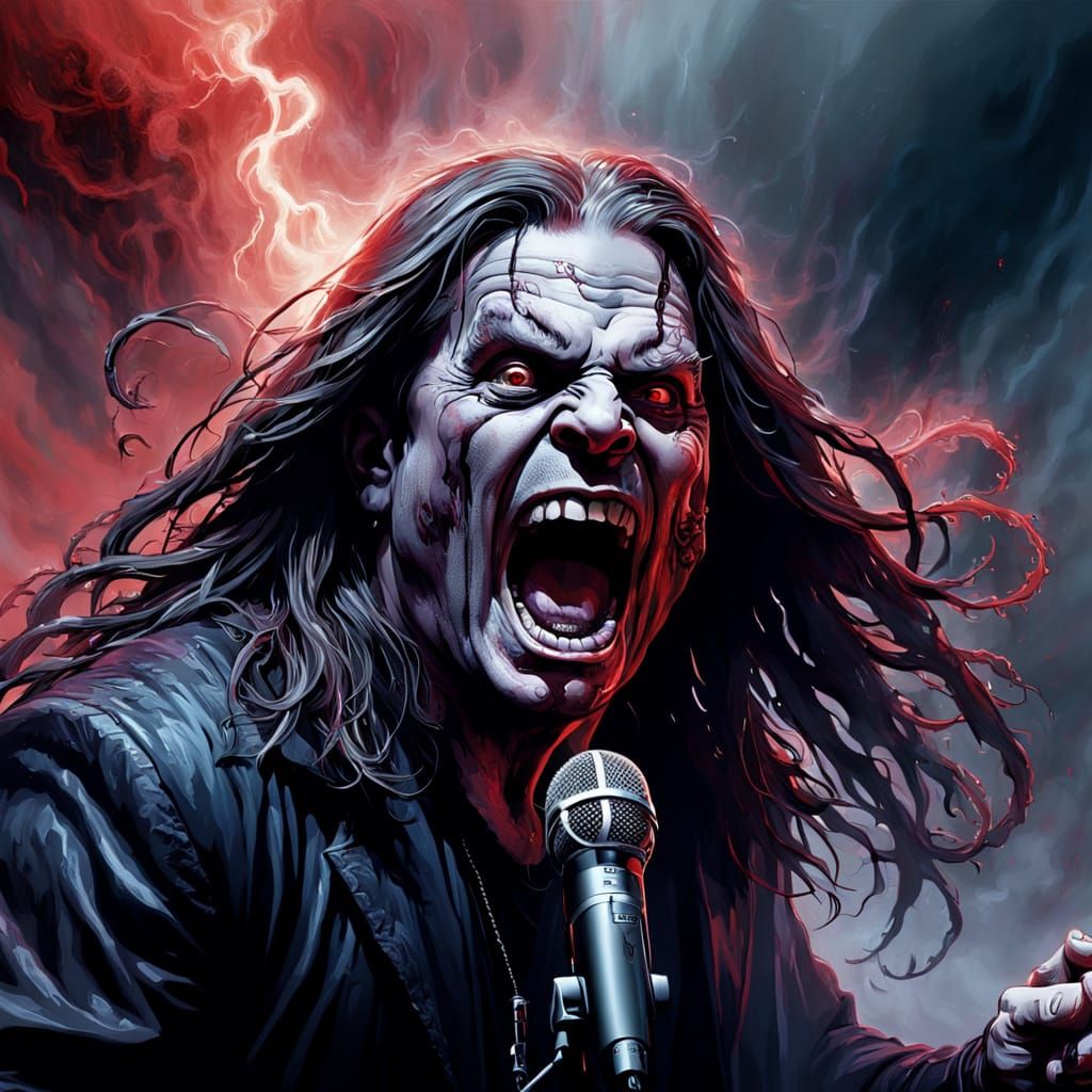 Screaming into a microphone Ozzy Osbourne